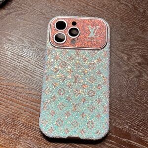Louis Vuitton Aqua Glitter Monogram Phone Case with Rose Gold Accents